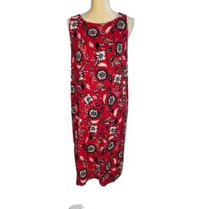 J.‎ Jill Red Floral Dress Sleeveless Size Large